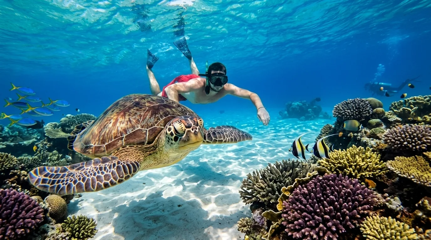 Lombok Travel Man Snorkeling In Gili Air