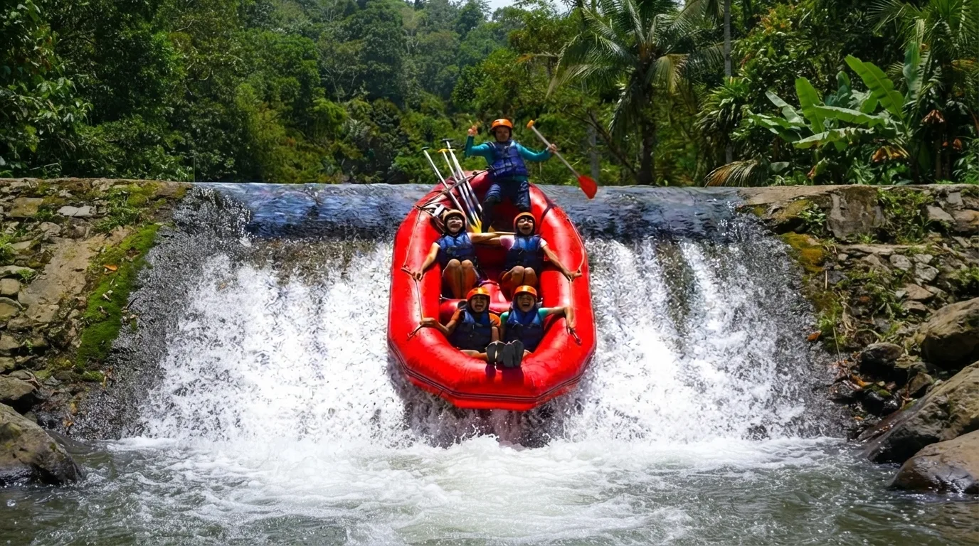 Tur 6 Jam matahari terbit di puncak bukit dengan Jeep 4WD Salak Agro & arung jeram Telaga Waja