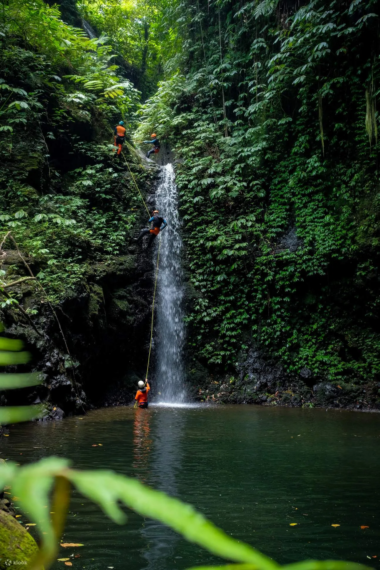 Aquatic Waterfalls Abseiling Exploration Canyoning In North Bali